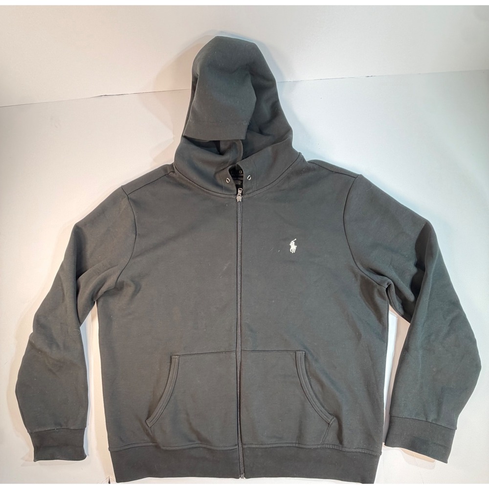 Polo Ralph Lauren Mens XL Black Full Zip Fleece Hoodie Pony Logo Sweatshirt